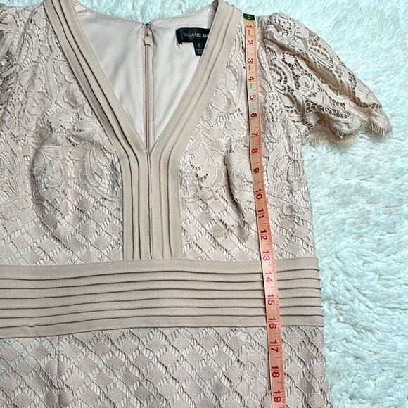 Tadashi Shoji Pink Puff Sleeve V-Neck Gown - Picture 9 of 16